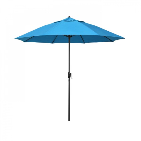 9' Bronze Aluminum Market Patio Umbrella, Sunbrella Canvas Cyan